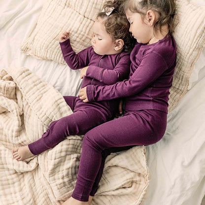 Basics Merino Wool Pyjama Set 2-Pack Lilac/Mulberry