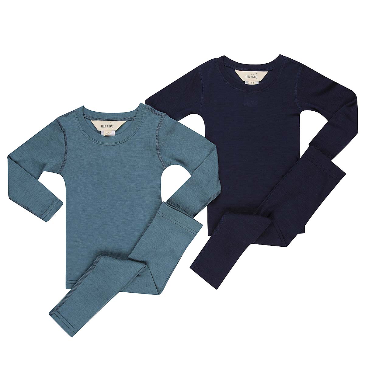 Basics Merino Wool Pyjama Set 2-Pack Smoky Blue/Indigo