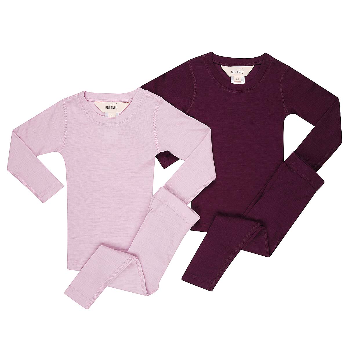 Basics Merino Wool Pyjama Set 2-Pack Lilac/Mulberry