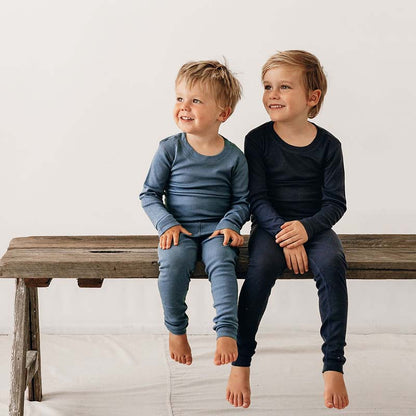 Basics Merino Wool Pyjama Set 2-Pack Smoky Blue/Indigo