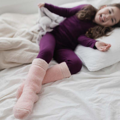 Merino Wool Kid's Sleep Socks Blush