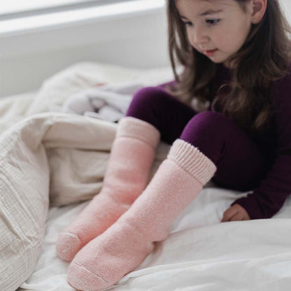 Merino Wool Kid's Sleep Socks Blush