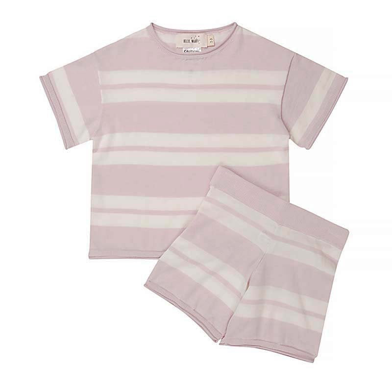 Knitted Cotton 2-Piece Set Lilac Stripe