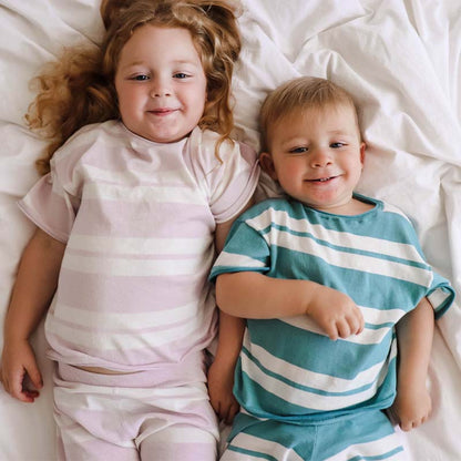 Knitted Cotton 2-Piece Set Lilac Stripe