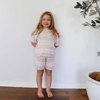 Knitted Cotton 2-Piece Set Lilac Stripe