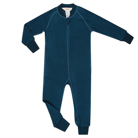 Merino Fleece Sleepsuit with Sleeves Dark Teal