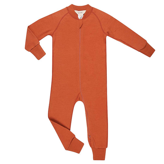 Merino Fleece Sleepsuit with Sleeves Deep Amber