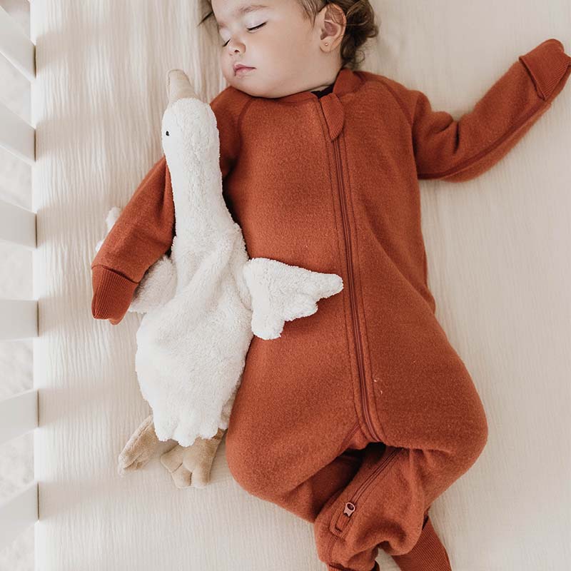 Merino Fleece Sleepsuit with Sleeves Deep Amber