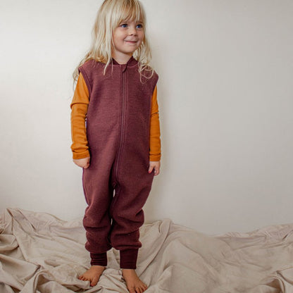 Merino Fleece Sleepsuit Sleeveless Plum