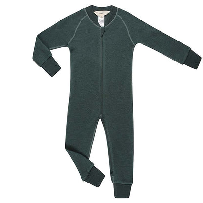 Merino Fleece Sleepsuit with Sleeves Ocean Green