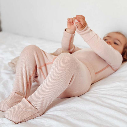 Basics Merino Bodysuit Set Salmon Stripe