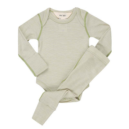 Basics Merino Bodysuit Set Pistachio Stripe