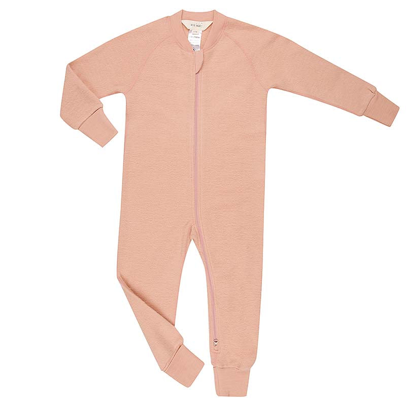 Merino Fleece Sleepsuit with Sleeves Salmon