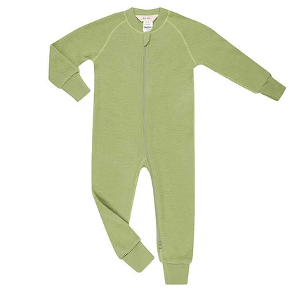 Merino Fleece Sleepsuit with Sleeves Pistachio Green