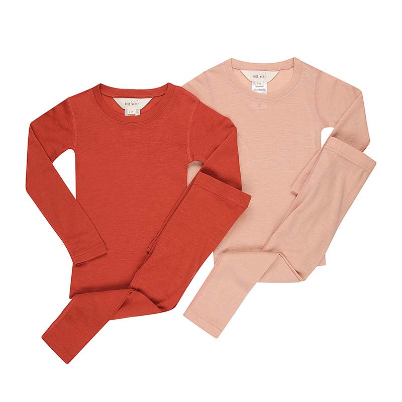 Basics Merino Wool Pyjama Set 2-Pack Salmon/Poppy Red