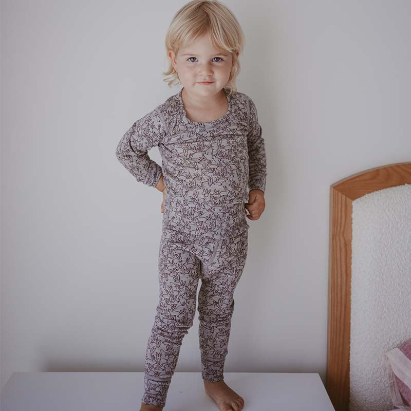 Merino Wool Layer Set Pyjamas Bunny Print