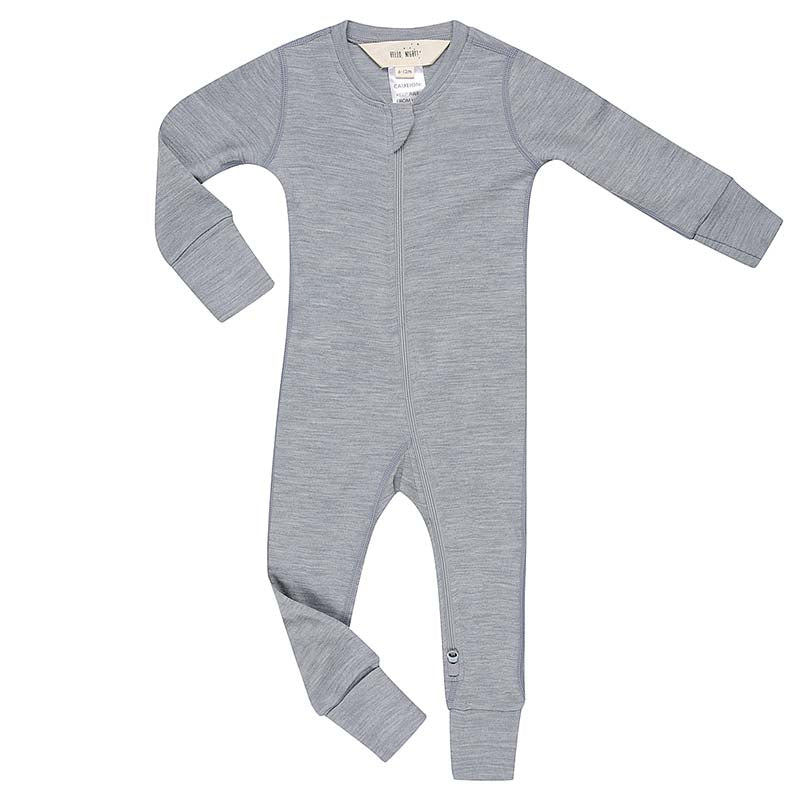 Merino Wool Baby Thermal Onesie Dusty Blue Marle