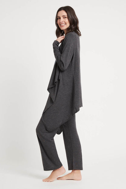 Women's Merino Drape Cardigan Charcoal Marle