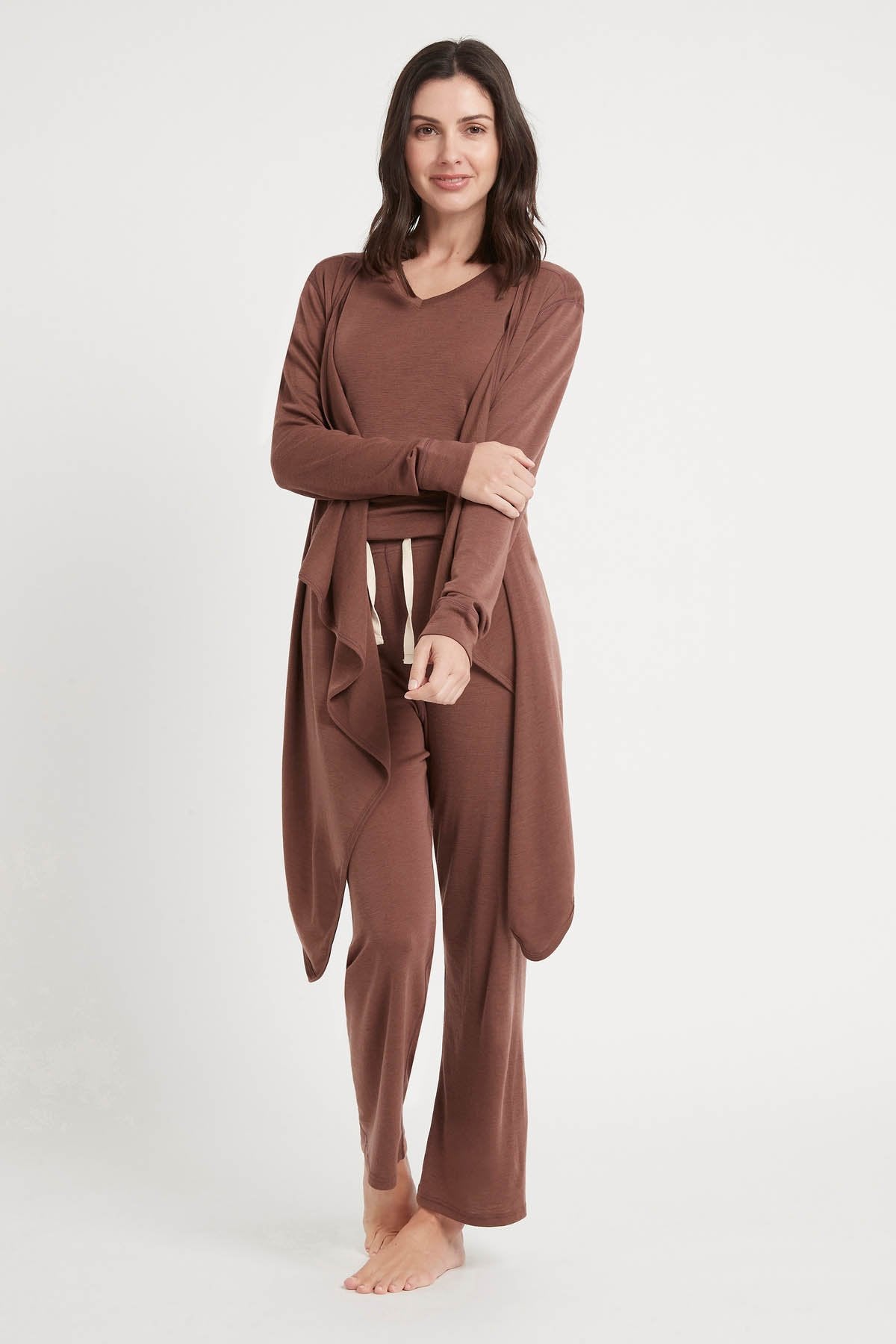 Women's Merino Drape Cardigan Fig