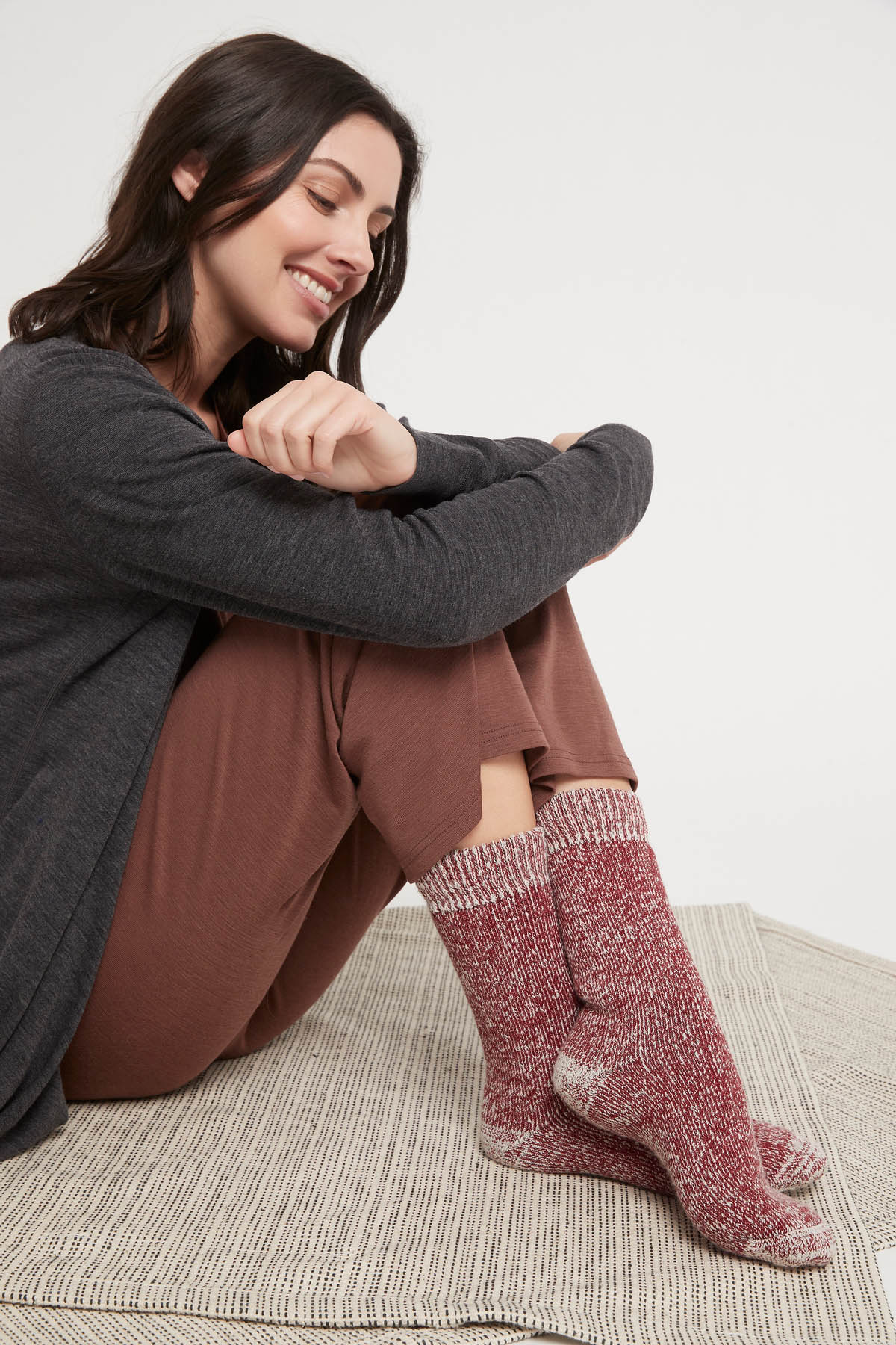 Women's Merino Sleep Socks Berry Marle