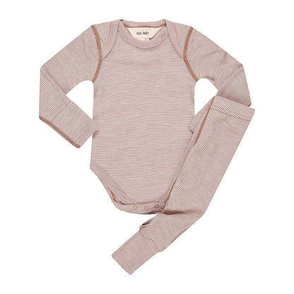 Basics Merino Bodysuit Set Clay Stripe