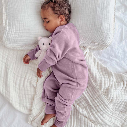 Merino Fleece Sleepsuit with Sleeves Lavender