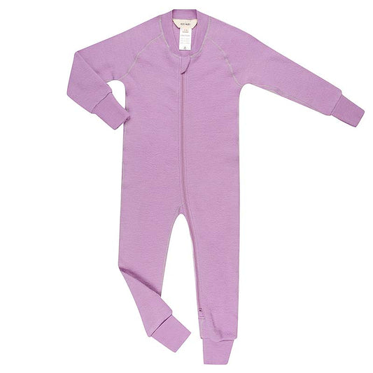 Merino Fleece Sleepsuit with Sleeves Lavender