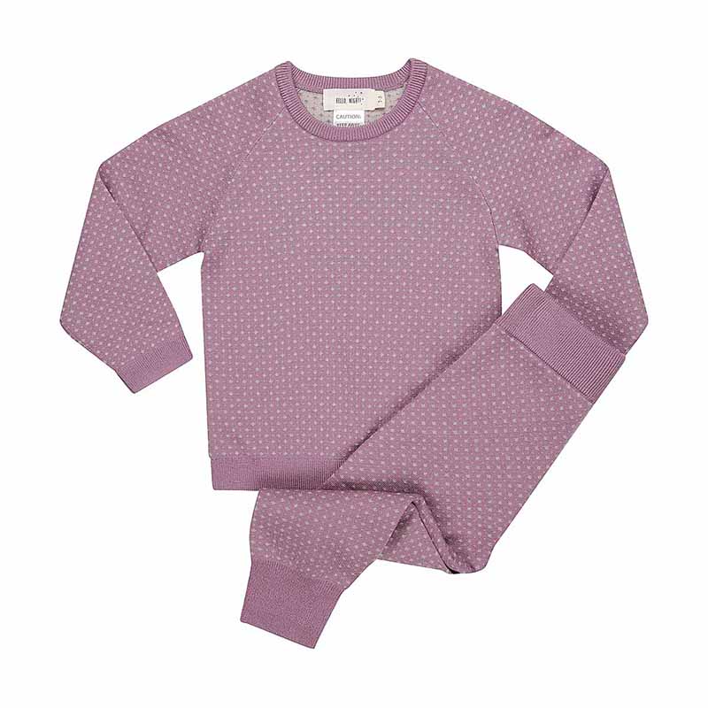 Merino Knitted Pyjamas Snowflake Lavender