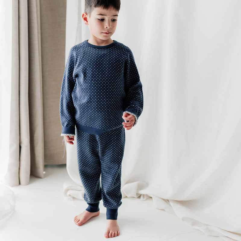 Merino Knitted Pyjamas Snowflake Dark Denim