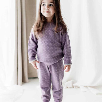 Merino Knitted Pyjamas Snowflake Lavender