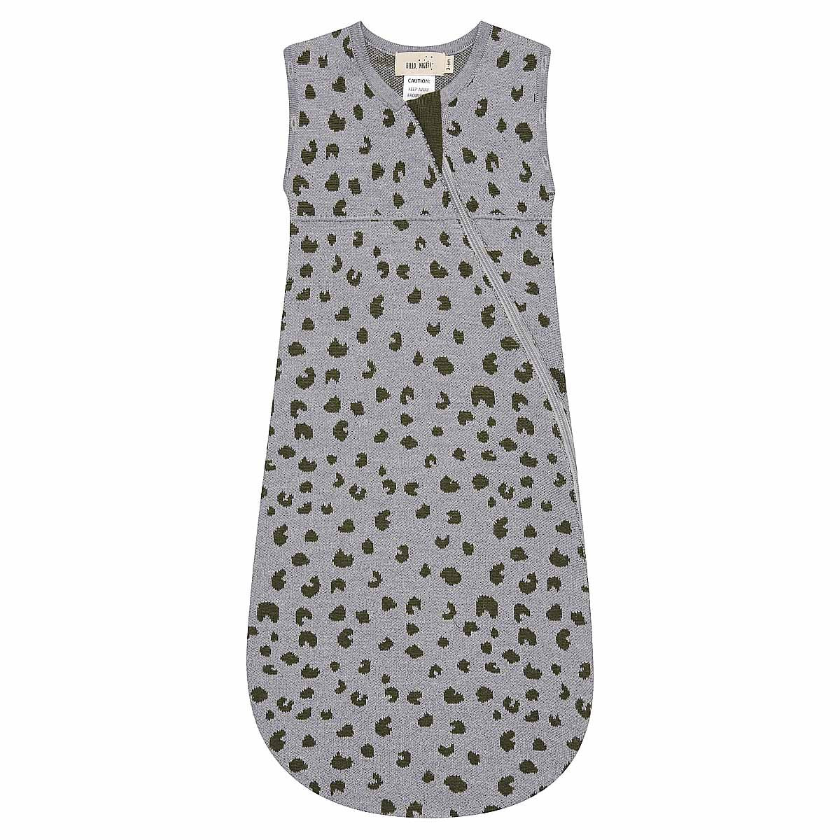 Merino Knitted Baby Sleeping Bag Olive Spots