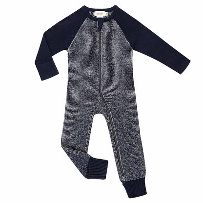 Merino Knitted Baby Sleepsuit Indigo