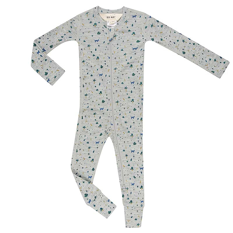 Basics Merino Wool Onesie Forest Print Grey Marle