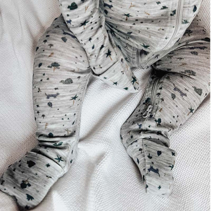 Basics Merino Wool Onesie Forest Print Grey Marle