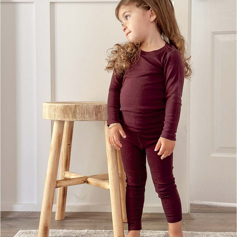 Basics Merino Wool Pyjama Set 2-Pack Eggplant/Light Rose