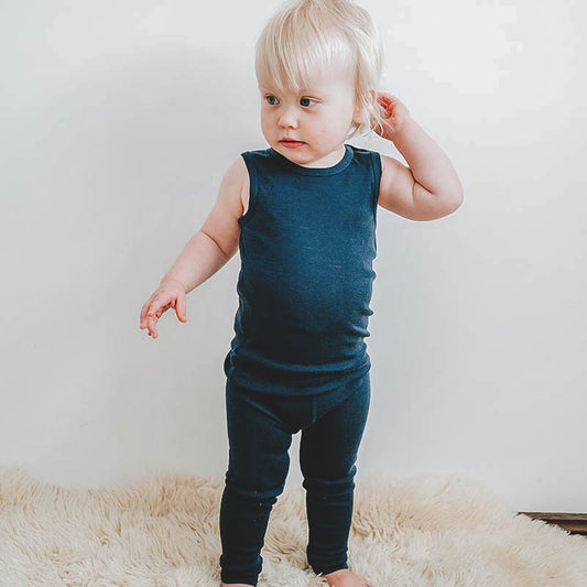 Basics Merino Wool Singlet Indigo