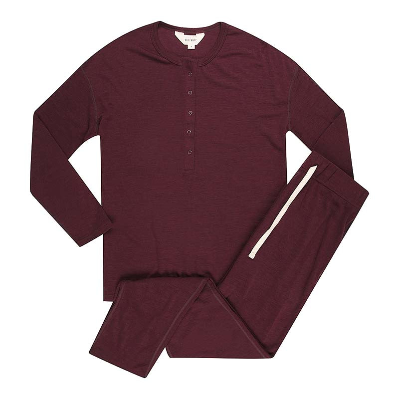 Women's Merino Button Pyjama Set Eggplant