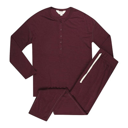 Women's Merino Button Pyjama Set Eggplant