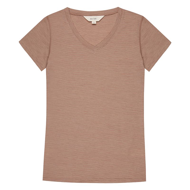 Women's Merino V-neck Fig Stripe