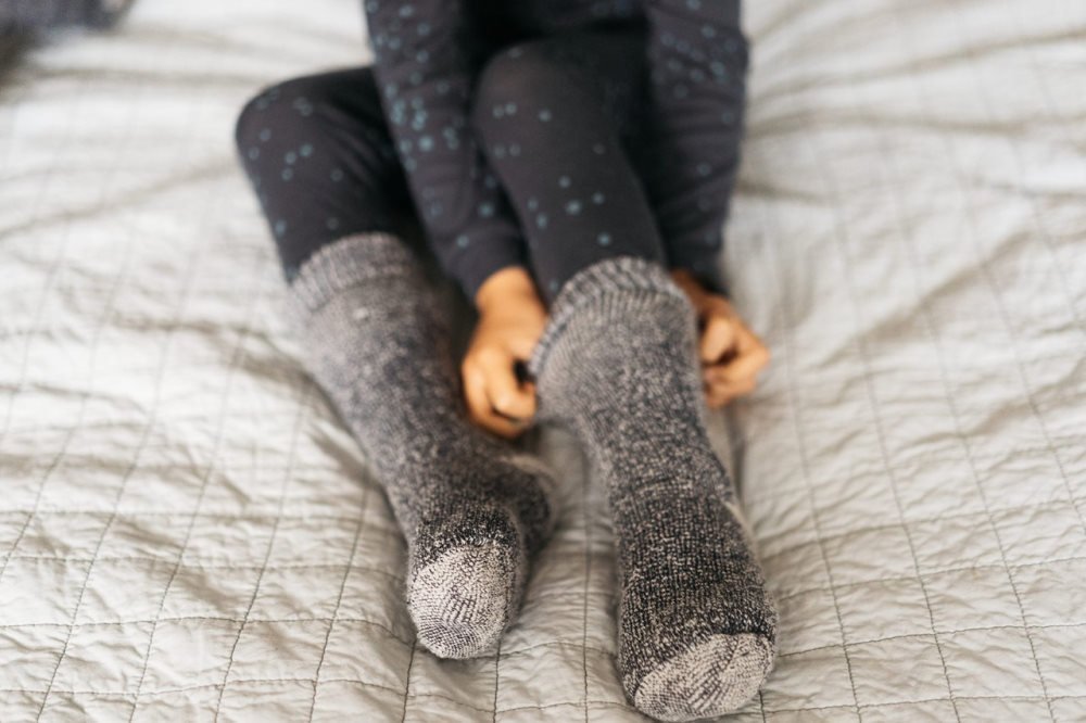 Merino Wool Kid's Sleep Socks Indigo Marle